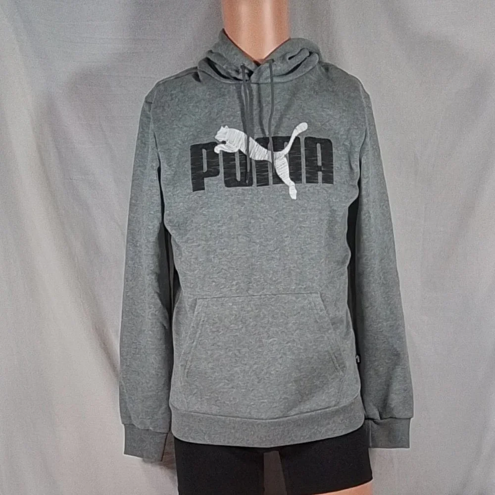 Men's Puma Layered Graphic Hoodie Medium Gray Heather Charcoal Sz: Small - NWT - Picture 1 of 4